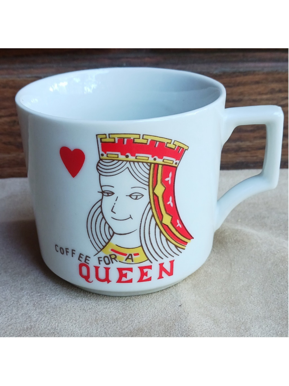 Coffee for a Queen Queen of Hearts Playing Cards Painted Ceramic Mug Handle